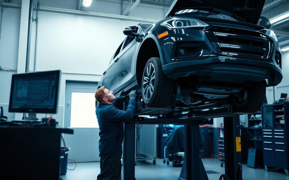 Staff and customers together on the floor of a busy automotive business
