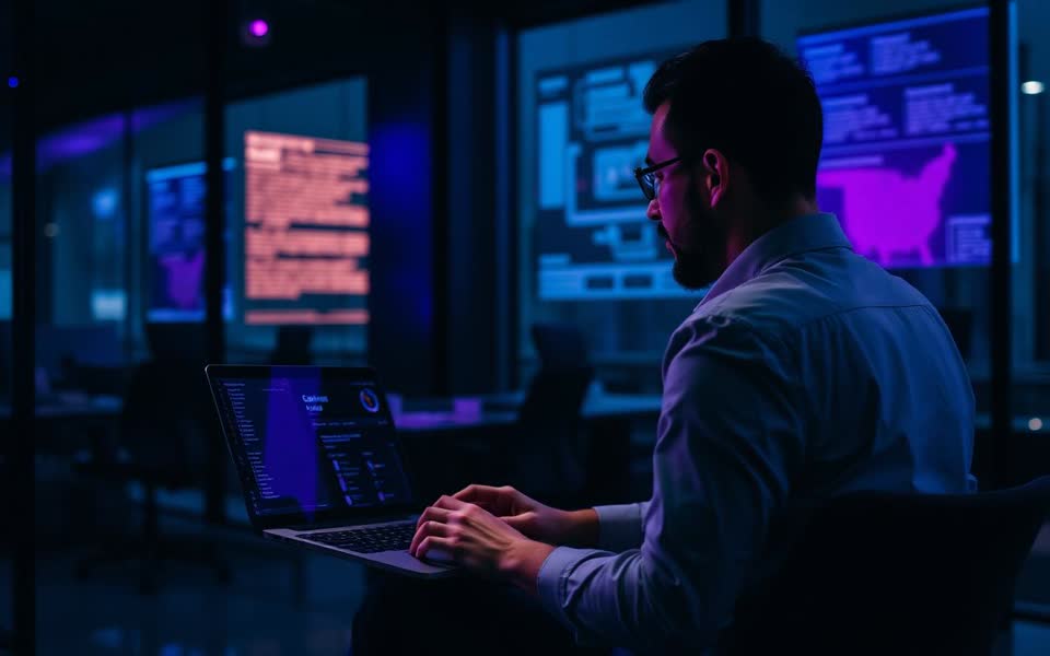 A home services business owner reviewing the Velocity Global AI dashboard