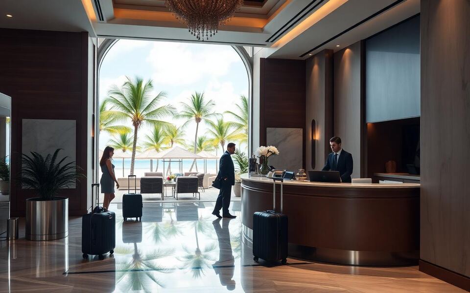 Clients enjoying a welcoming travel & hospitality experience with attentive staff
